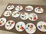 plates with a rainbow of fruits